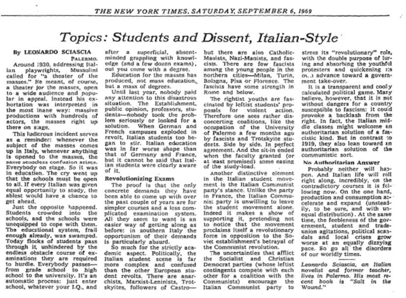 Students and Dissent, Italian-Style